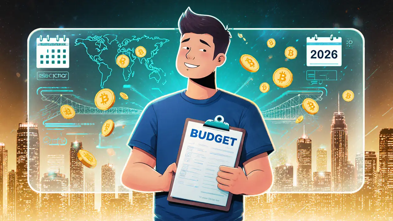 Player reviewing a holographic dashboard with AI and budget icons.