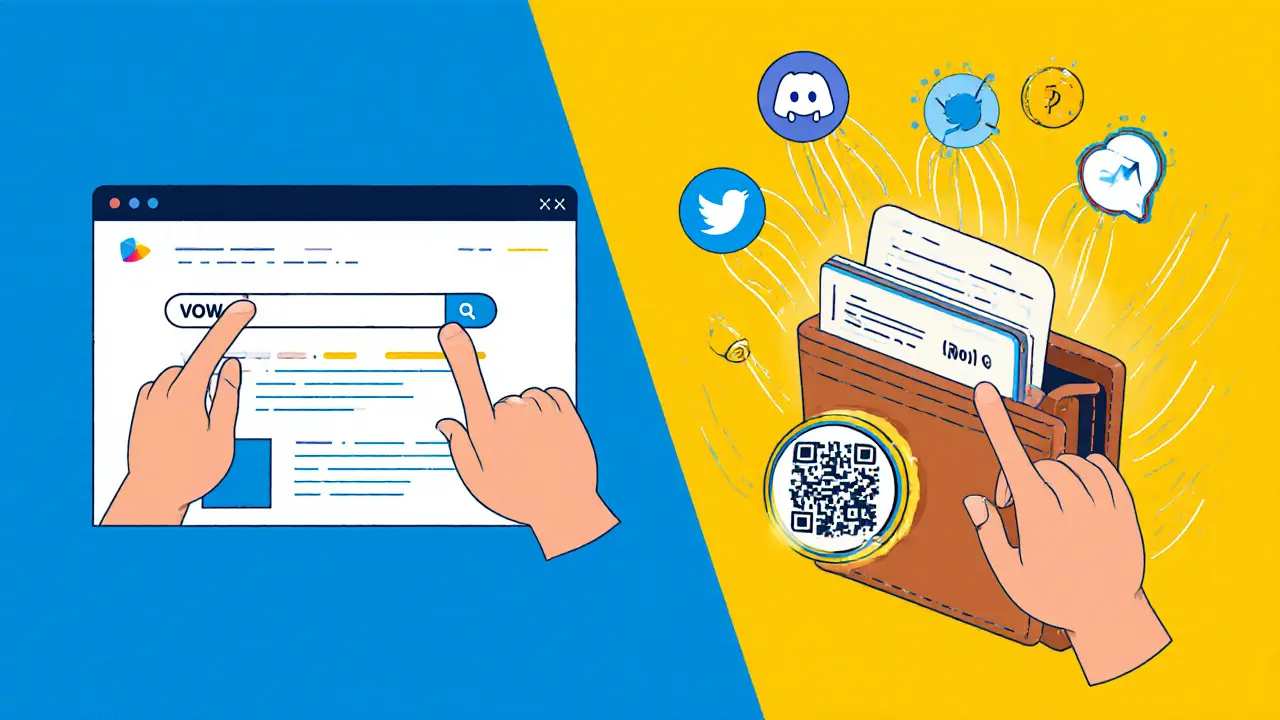 Character joining Telegram, Discord, Twitter and adding a wallet address.