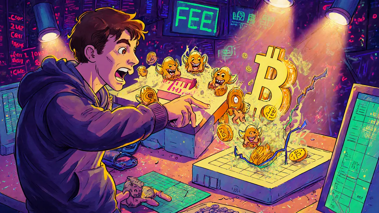 Trader presses buy button as fee gremlins swallow coins and liquidity line cracks.