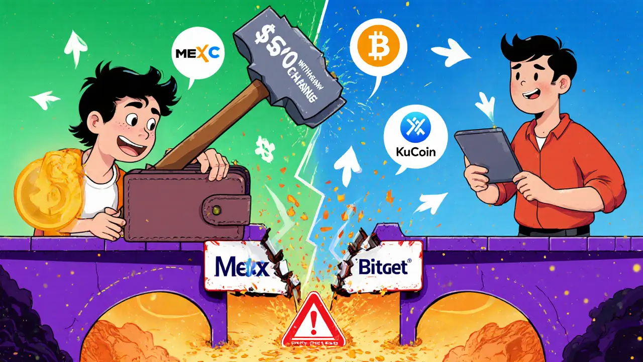 A user loses money to high fees on SatoExchange while others safely trade on trusted platforms.