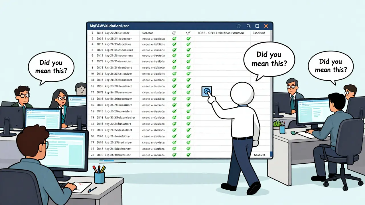 A calm user fixes chaotic data streams with a single tap in a cartoon office scene.