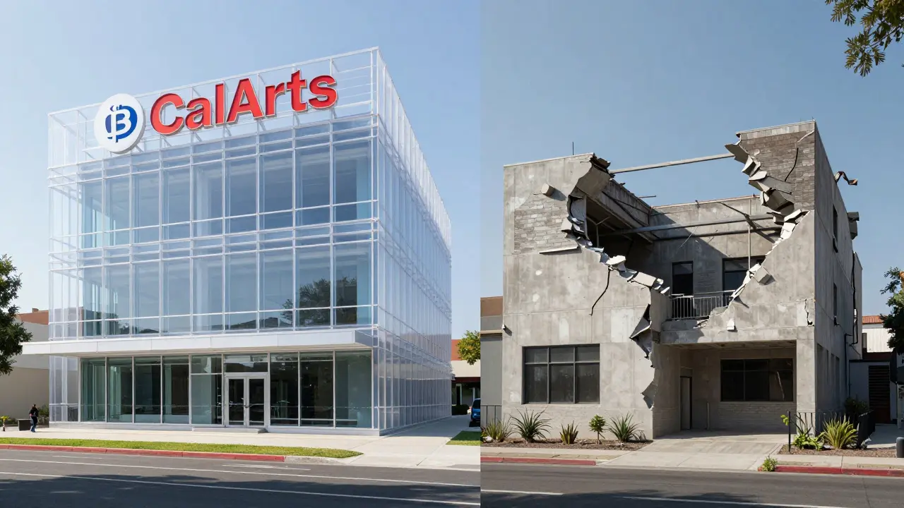 Stable exchange building vs crumbling Nanex structure contrast