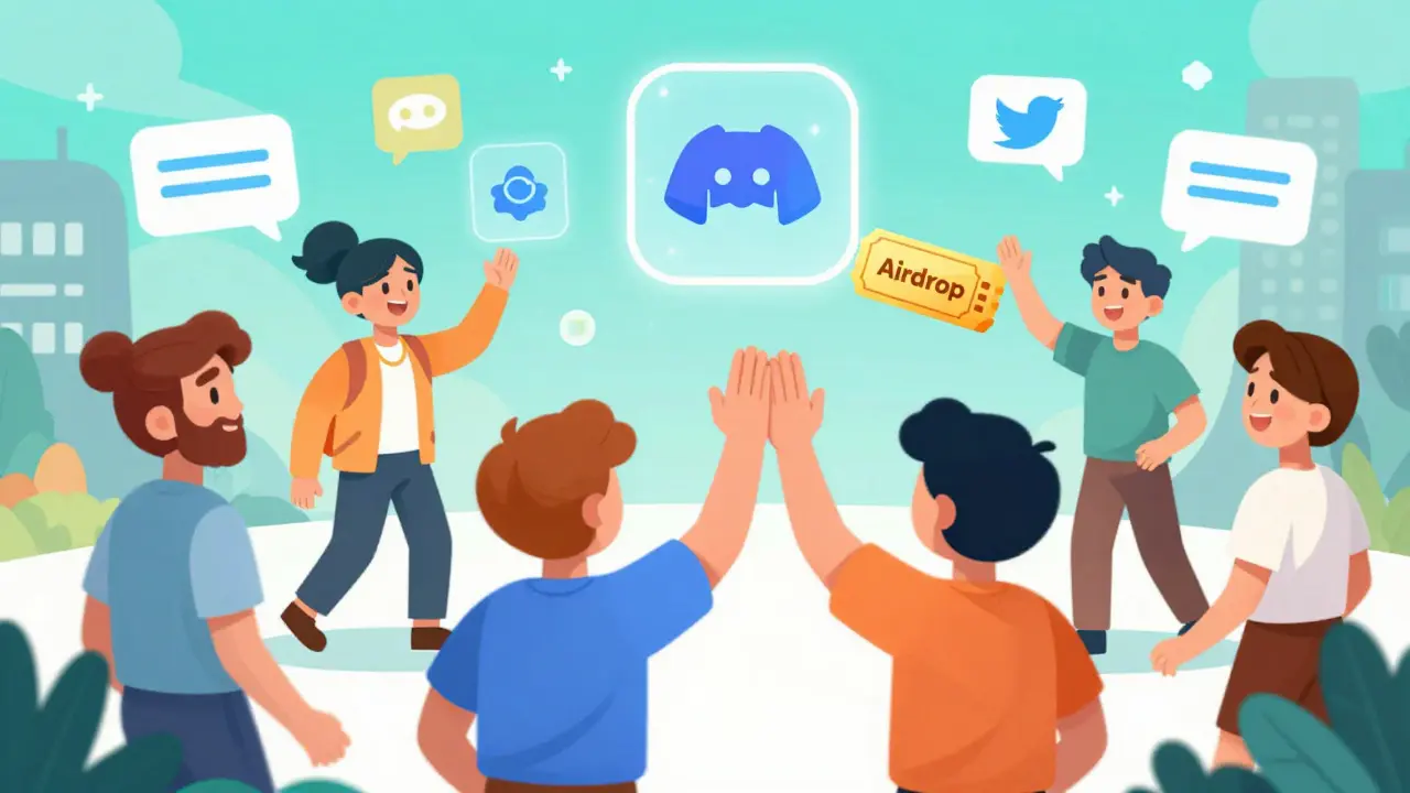 Community members completing crypto quests and celebrating