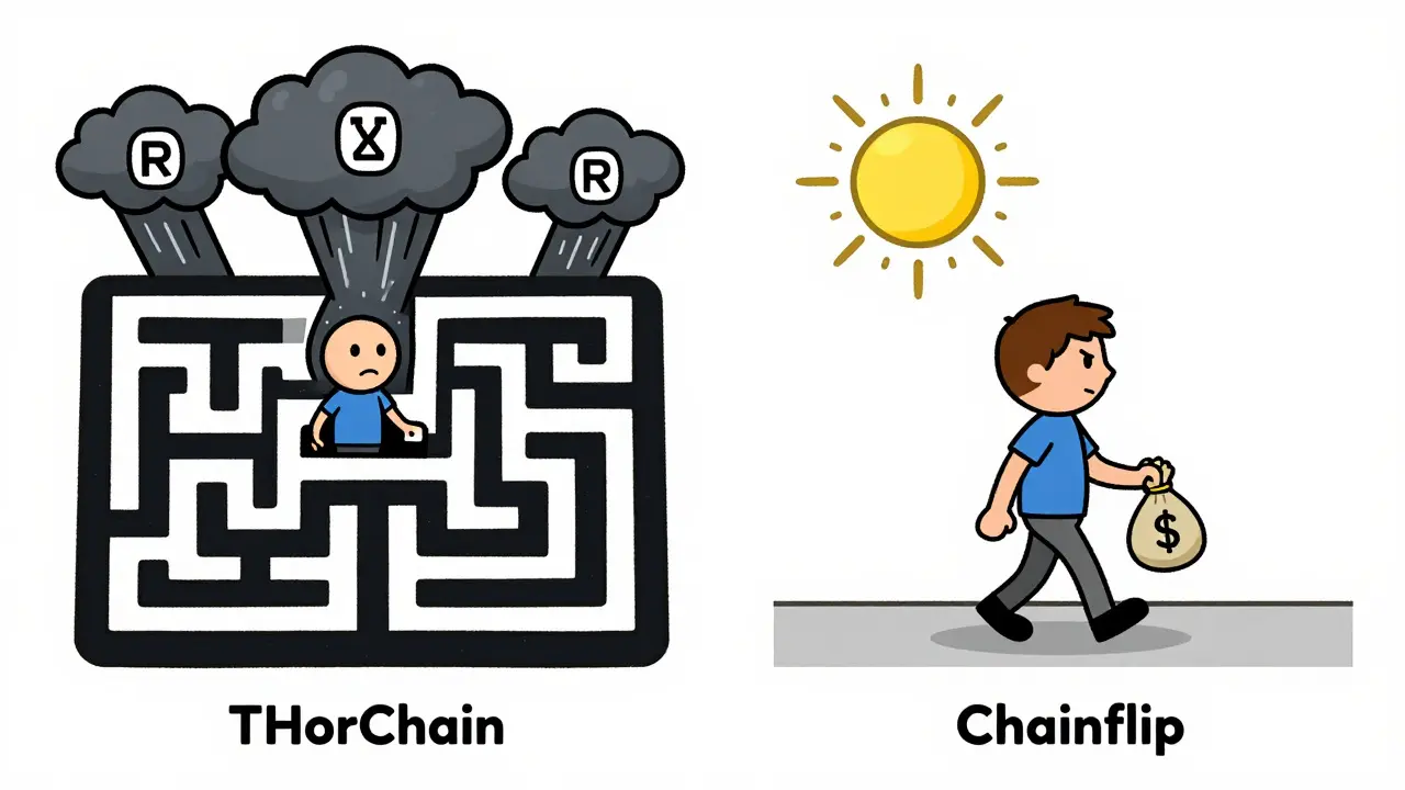 Comparison of complex vs simple cross-chain swap paths