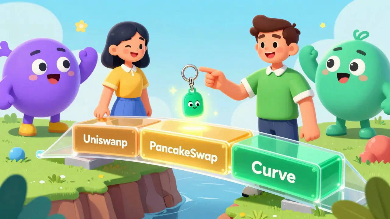 Happy user connecting wallet to safe decentralized exchanges like Uniswap and Curve