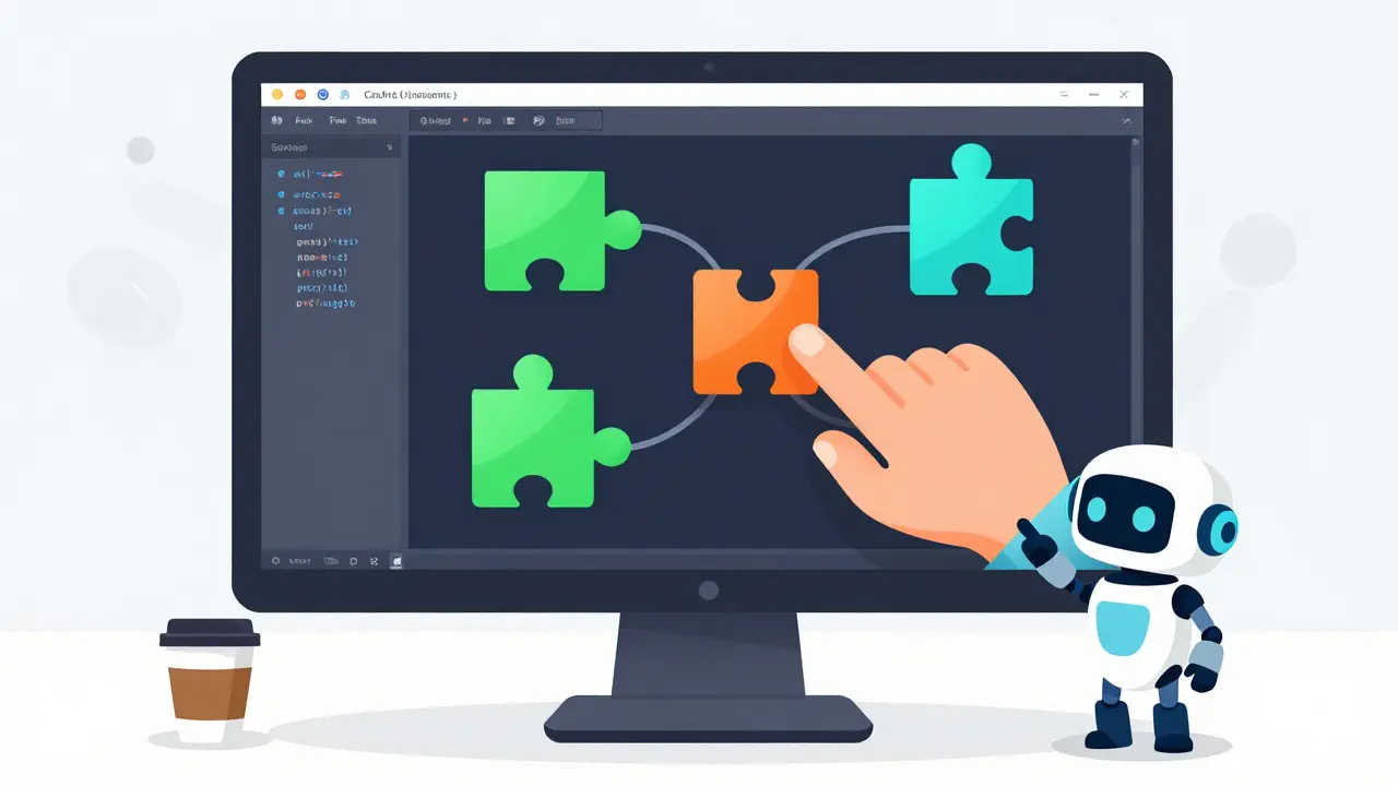 Visual drag-and-drop trading interface with puzzle pieces on screen.