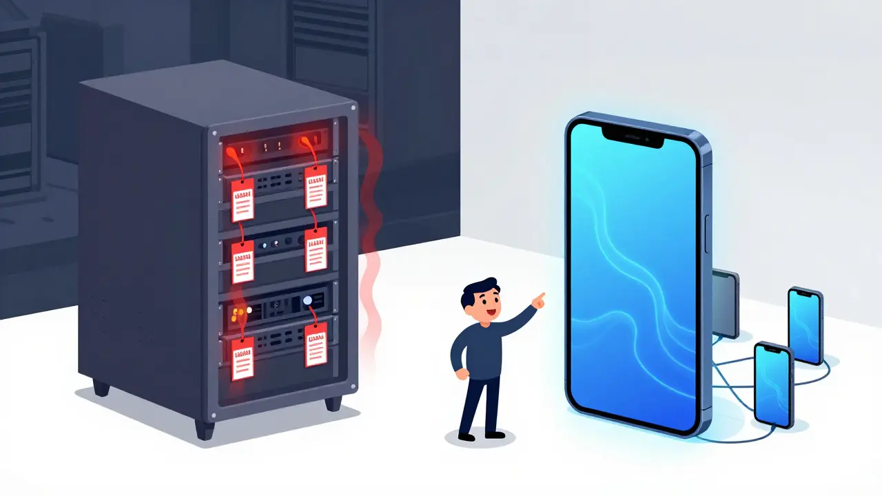 Comparison of inefficient servers vs efficient mobile computing