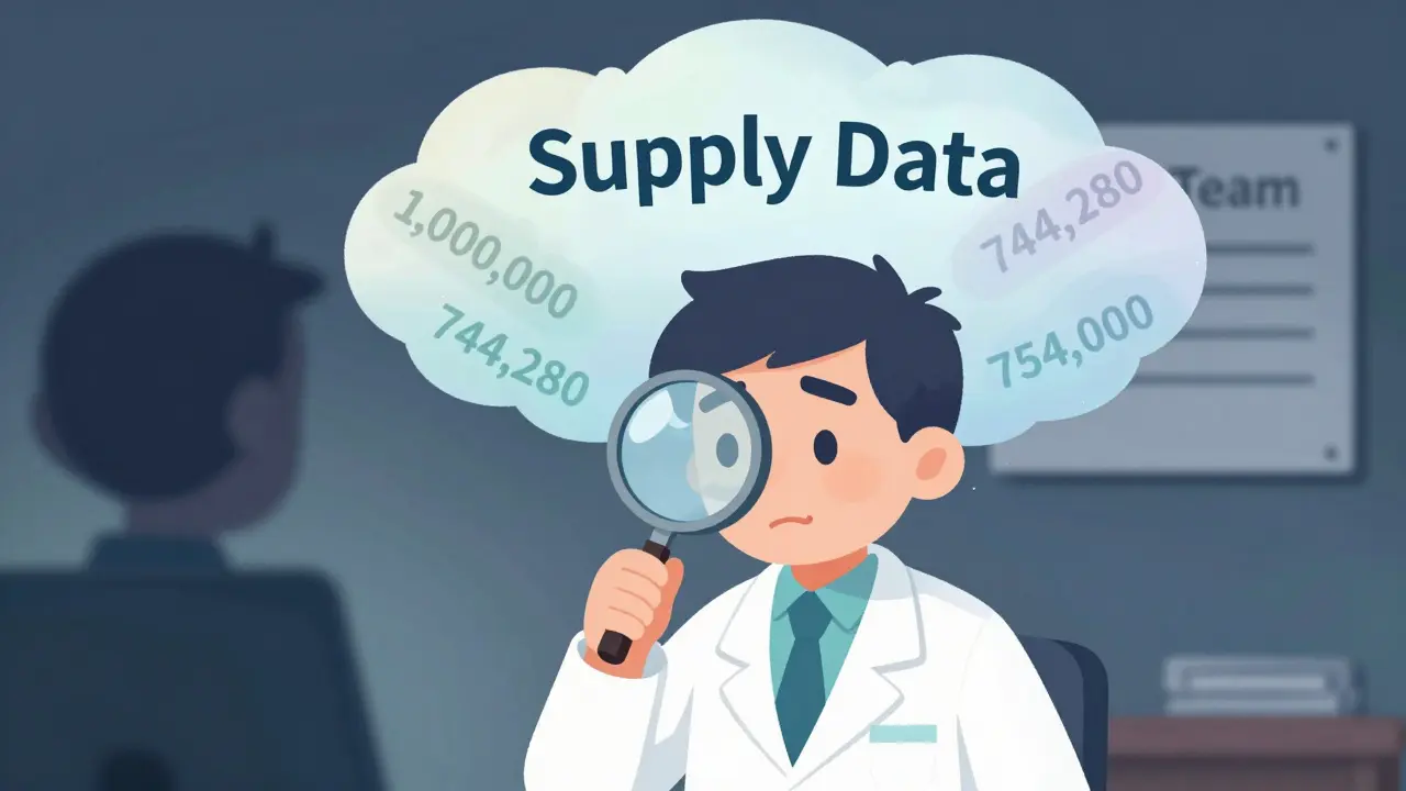 Detective examining confusing supply numbers and anonymous team