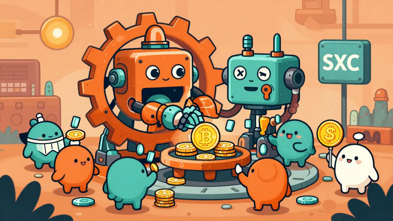 Illustration of DeFi lending protocol mechanics with users
