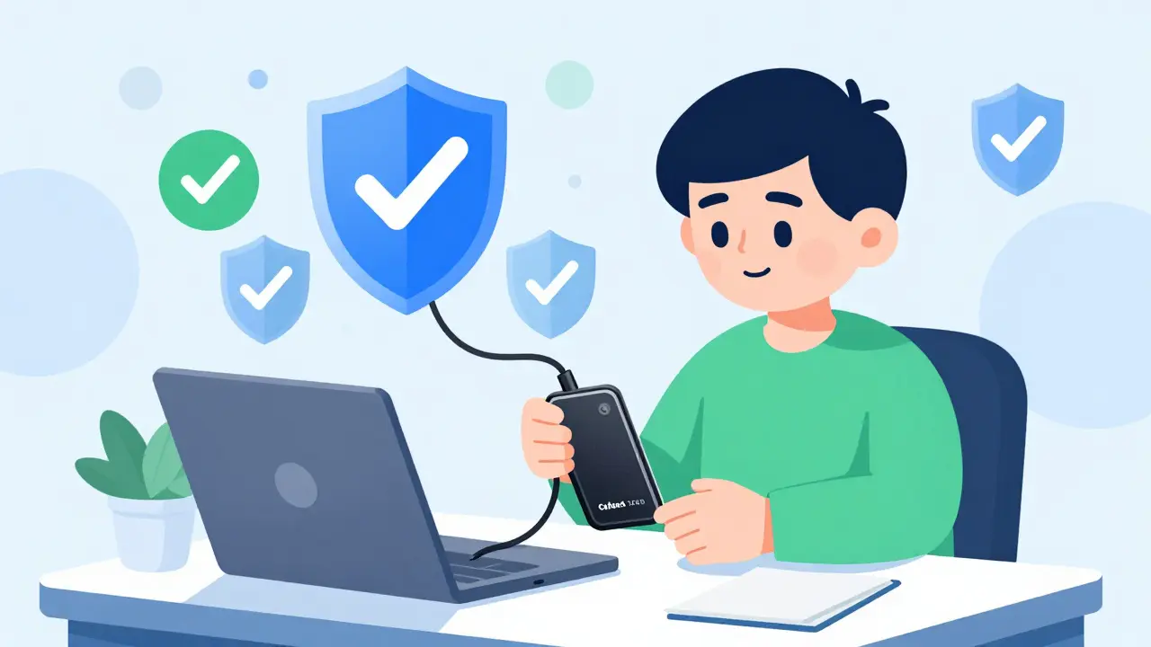 Illustration of user securing wallet for crypto airdrop