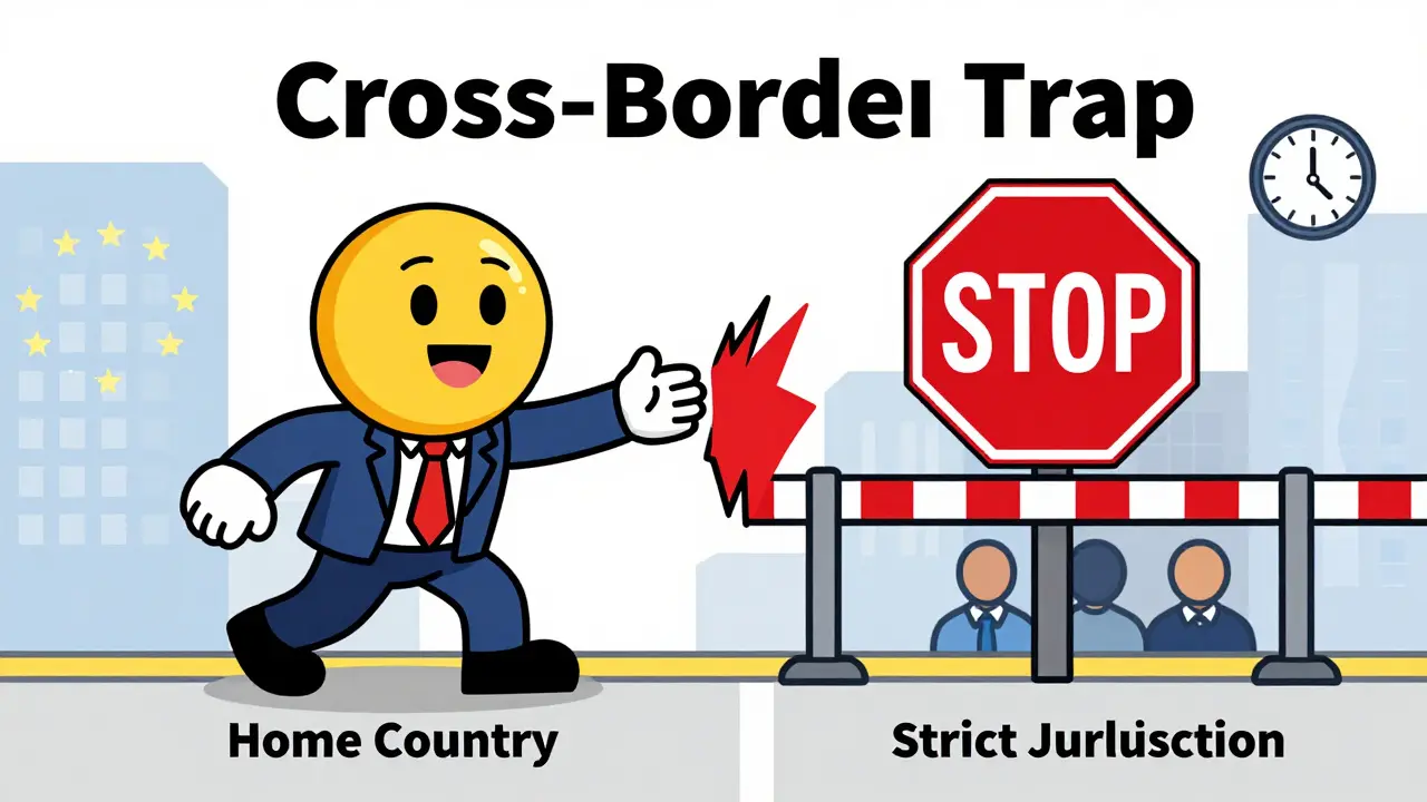 Illustration showing cross-border service restrictions for crypto firms