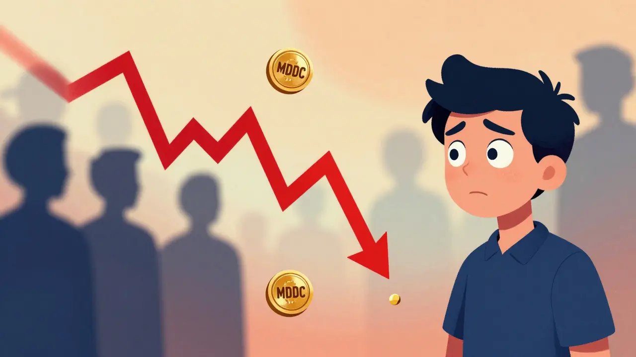 Investor looking worried at a volatile crypto price graph