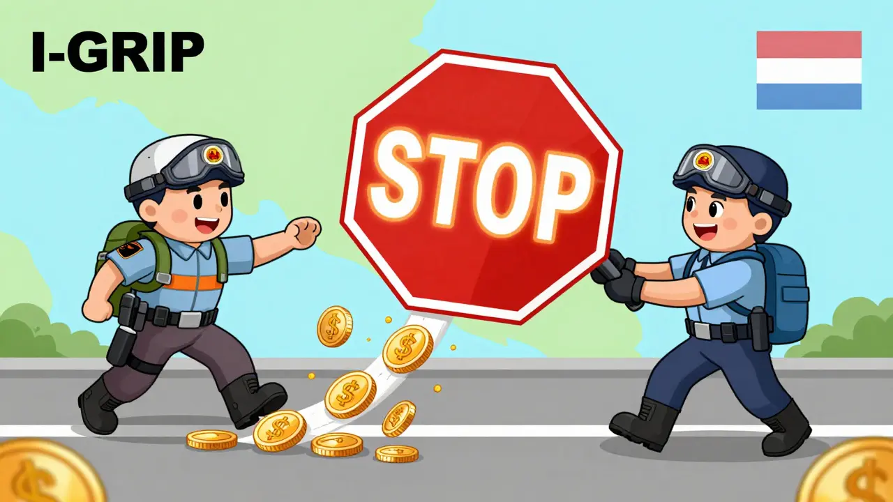 Law enforcement stopping stolen crypto coins crossing an international border
