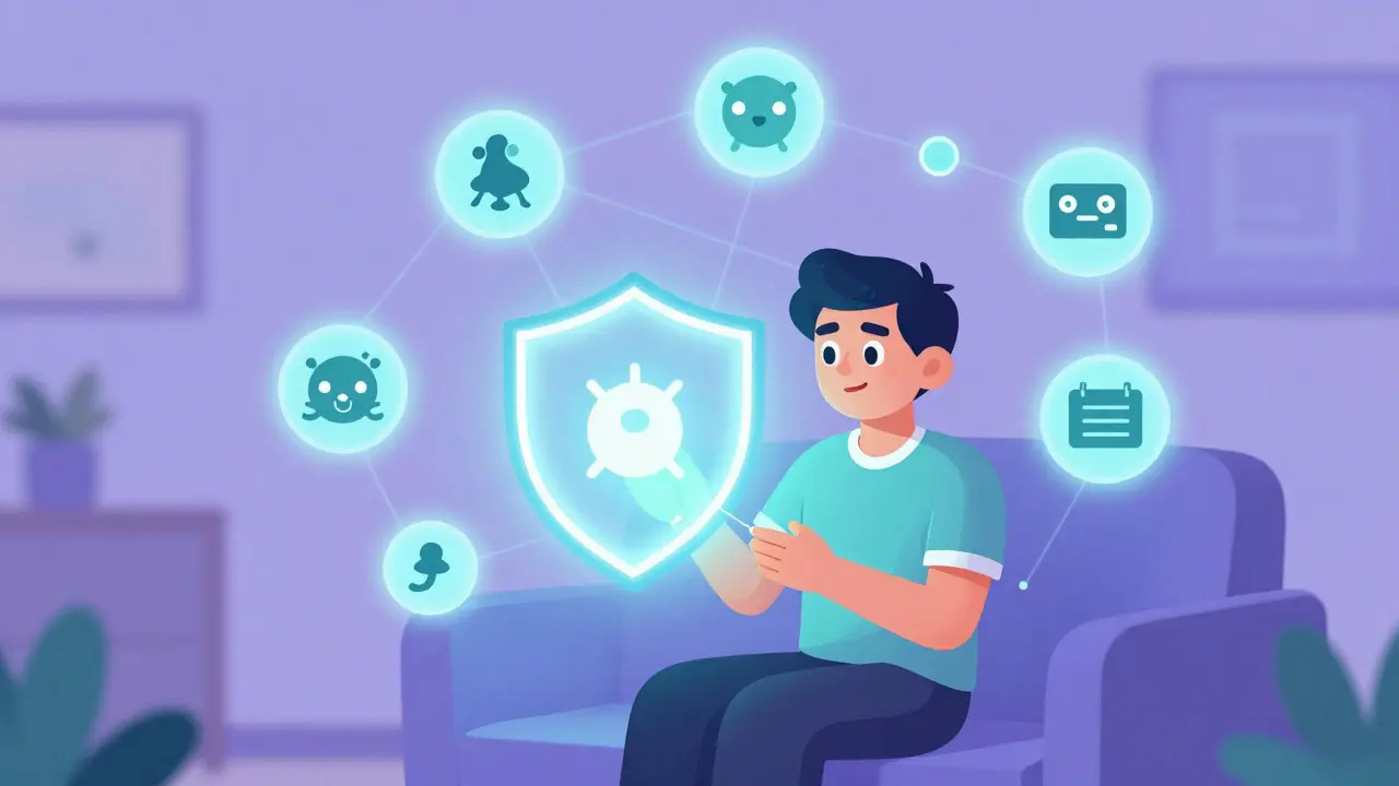 User connected to secure decentralized network nodes in a safe room