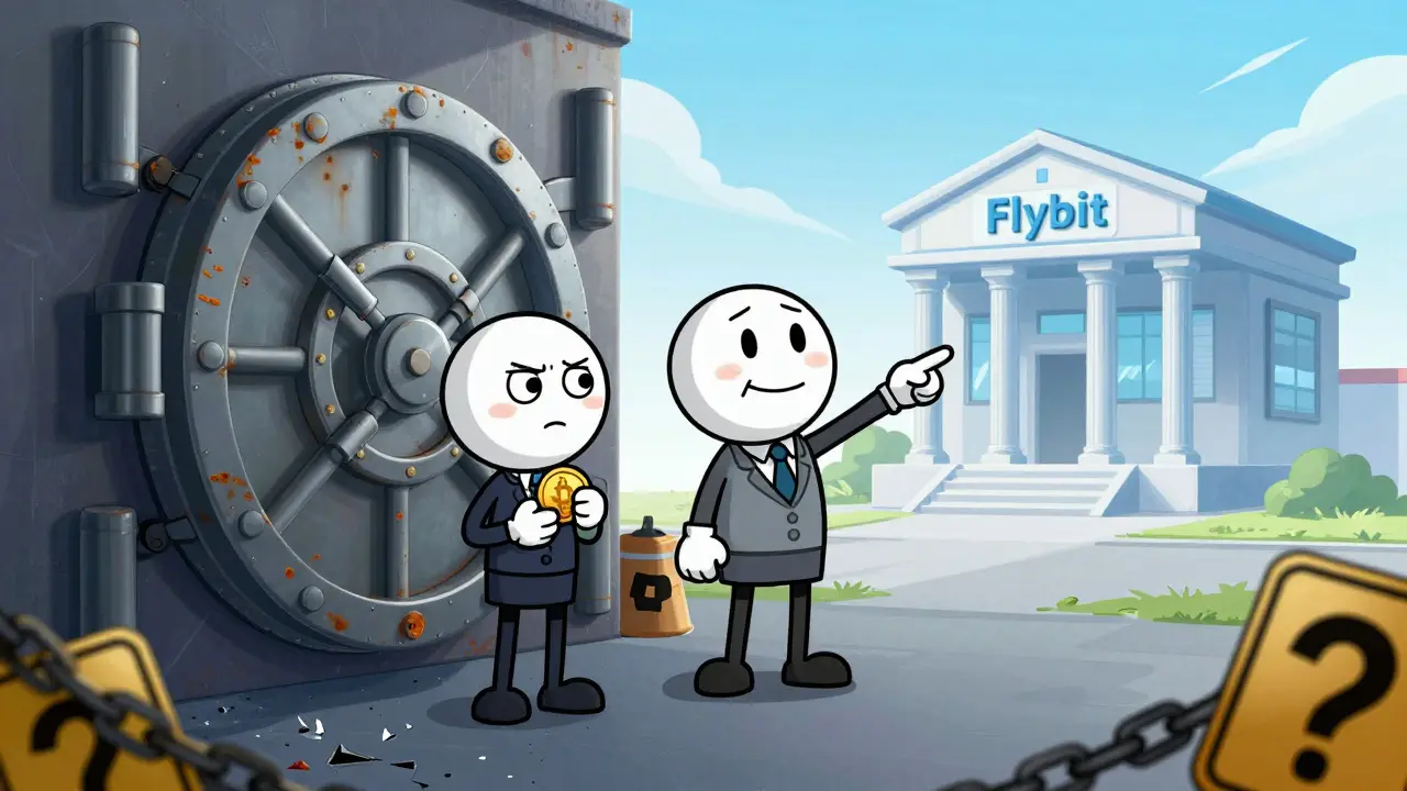 Character moving crypto from risky vault to safe modern bank