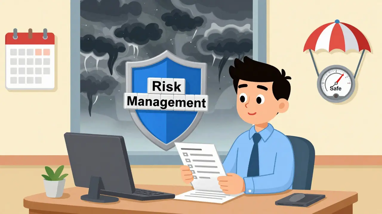 Executive protected by risk management shield from market storm
