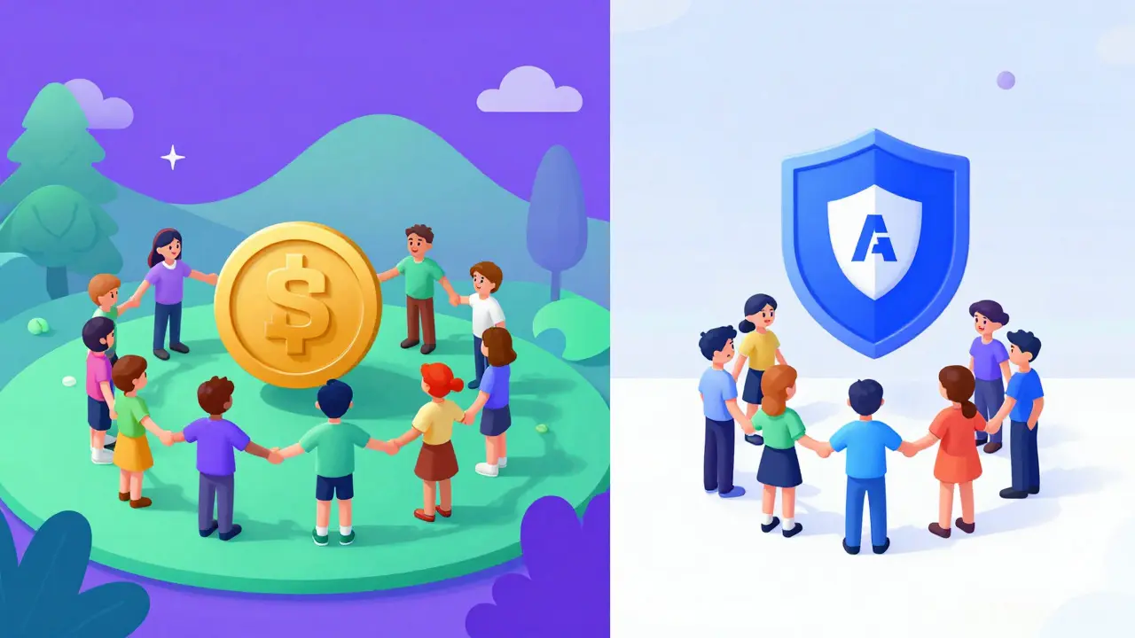 Illustration comparing Solana and Base blockchain communities