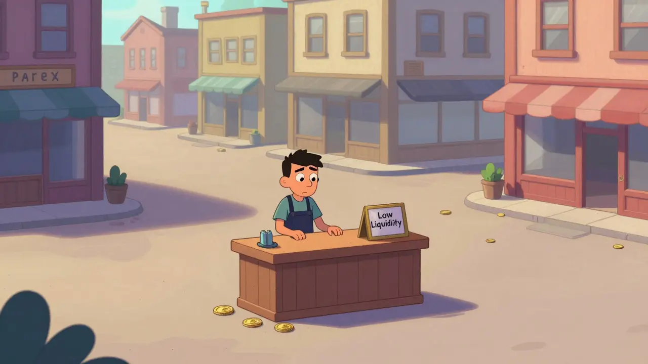 Lonely Parex ecosystem town square showing low adoption