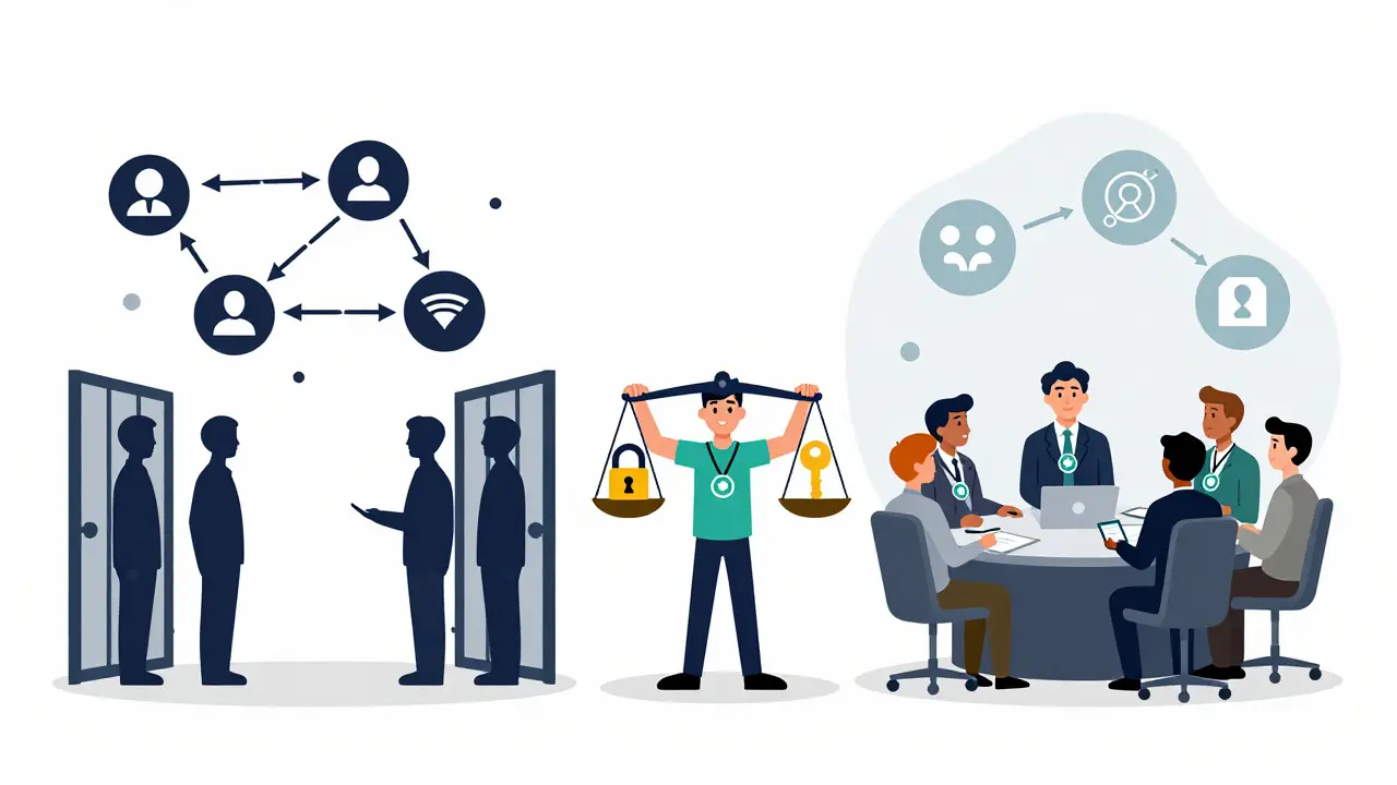 Cartoon showing balance between open access and verified voting