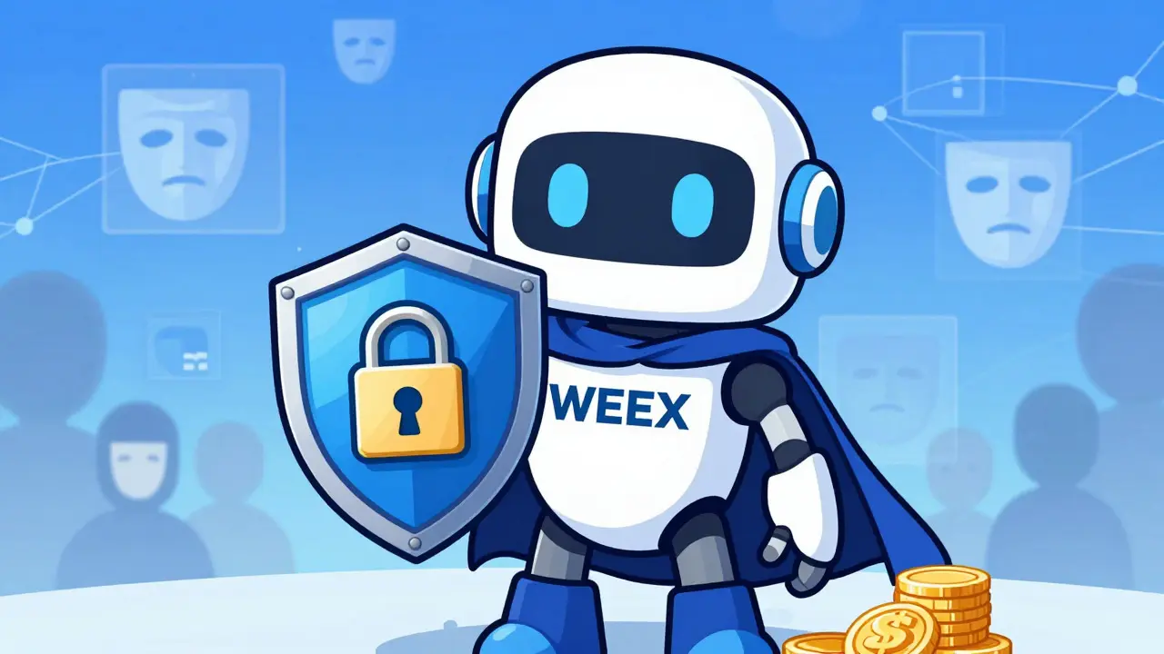Friendly robot mascot symbolizing WEEX security and privacy