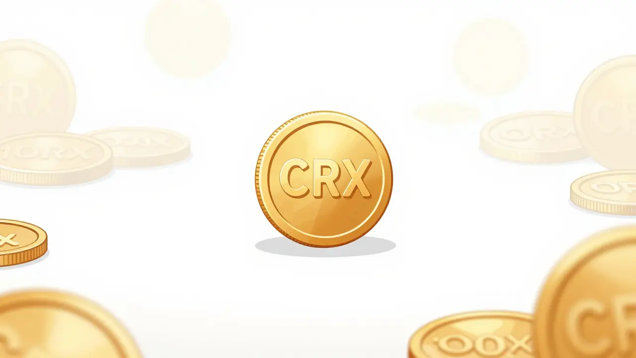 Illustration of a rare golden CRX coin emphasizing fixed supply and scarcity