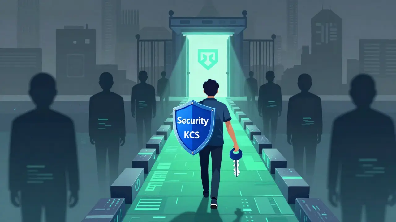 Illustration of crypto user securing wallet and avoiding scams