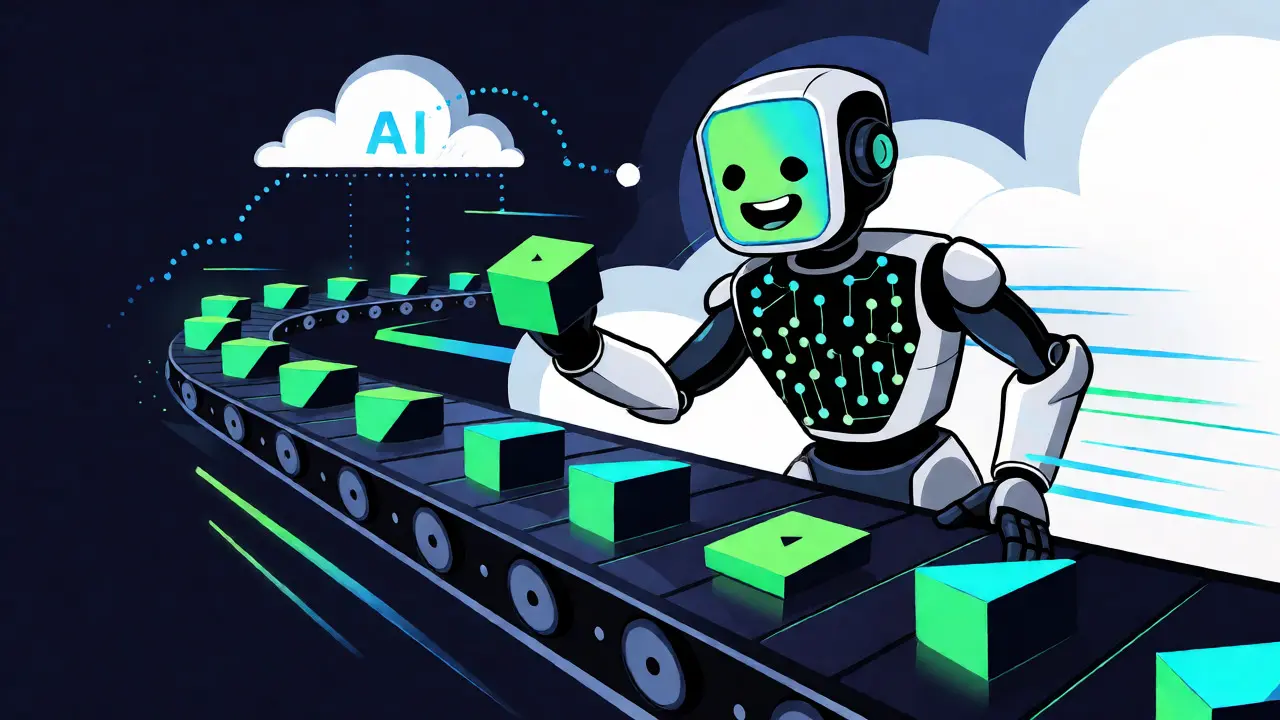 AI-powered robot validator processing fast blockchain transactions on Velas
