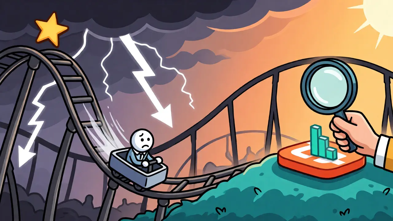Investor on a rollercoaster representing volatile market swings